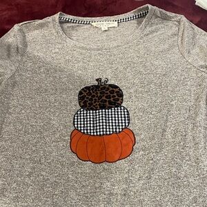 Gray Pumpkin Stack Kids Shirt